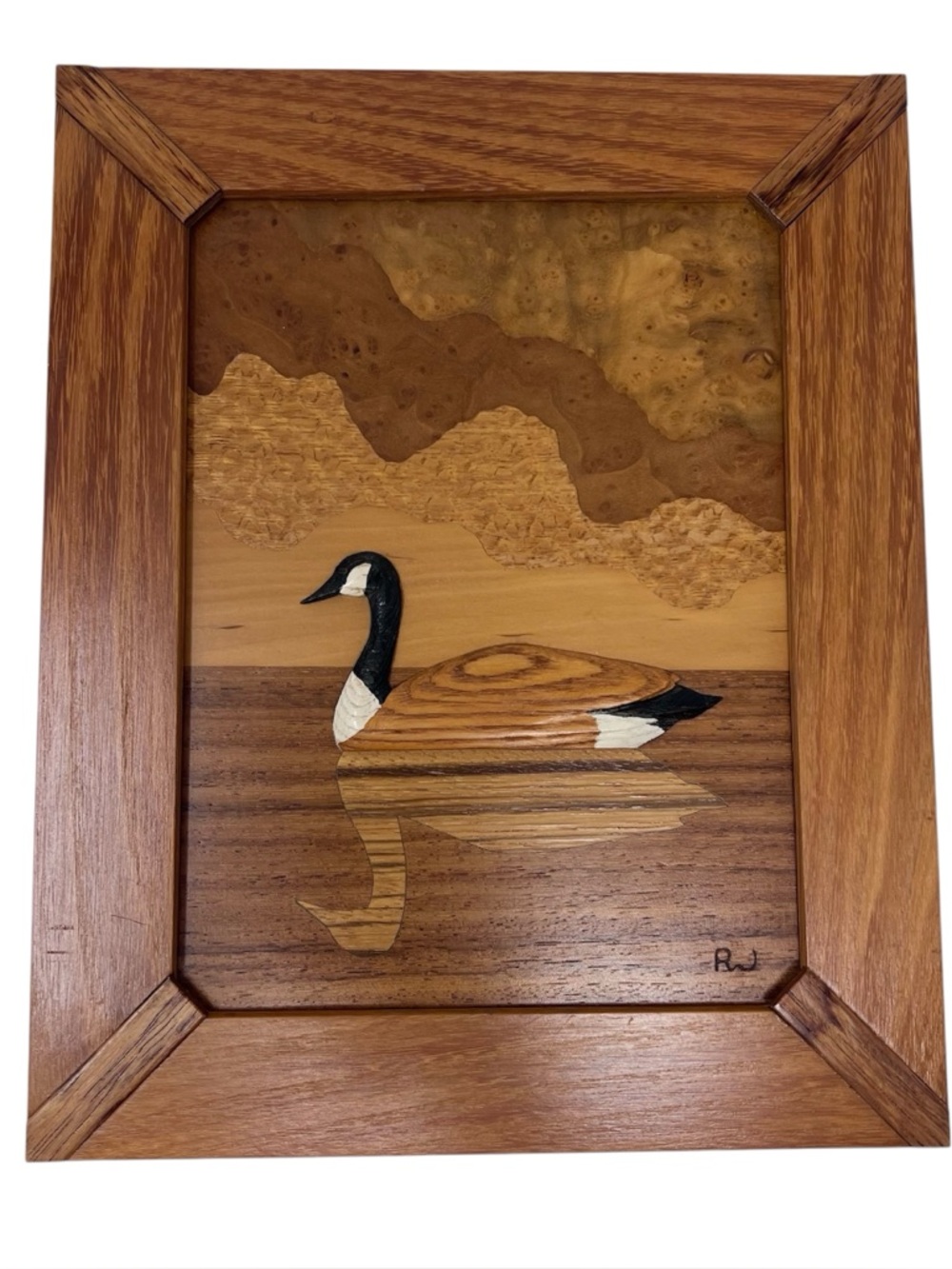 Vintage Robert Johnson Hand Crafted Wood Inlay Artwork Canada Goose Wall Art